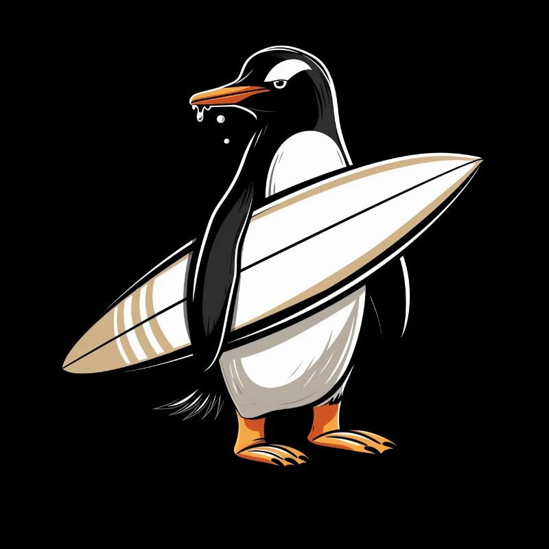 Cadeau pingouin surfeur vintage surf