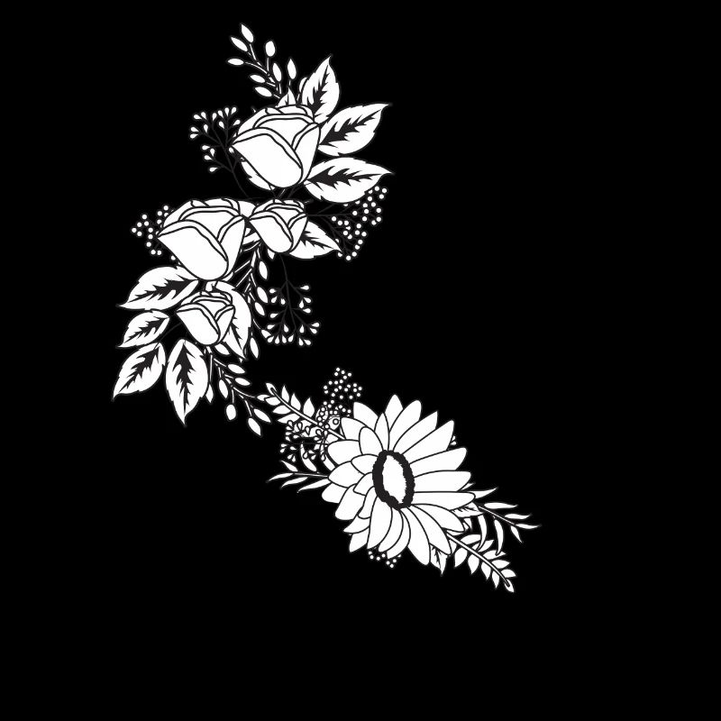 Blumen schwarz-weiß Buchstabe p