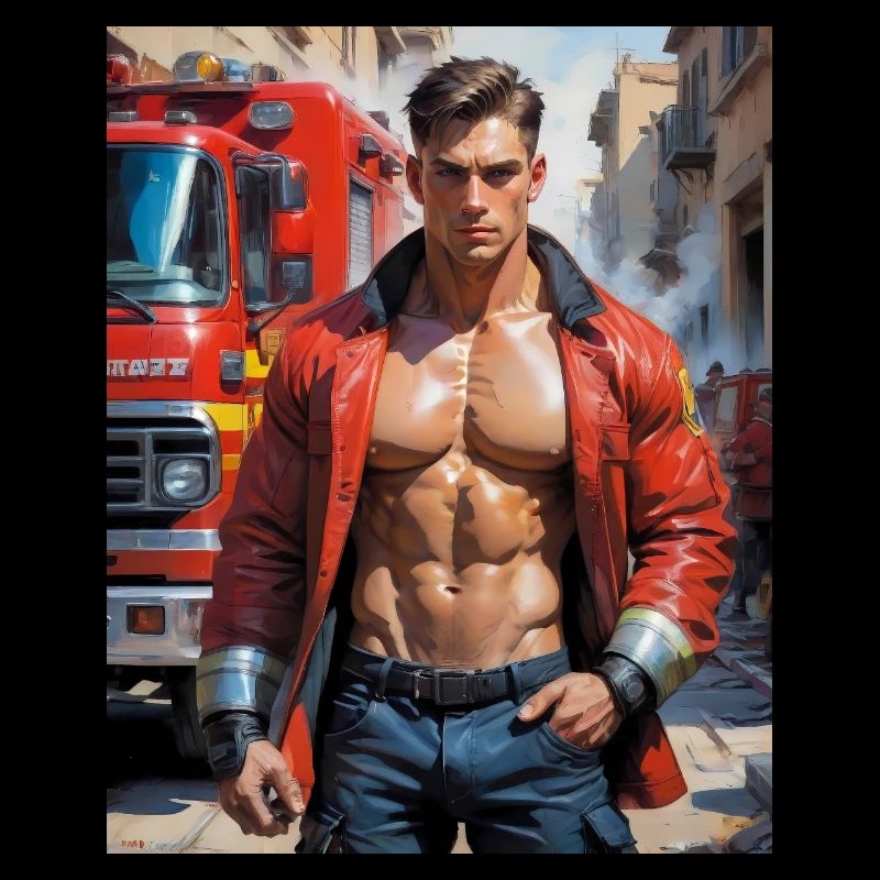 Beaux hommes au corps musclé – pompier