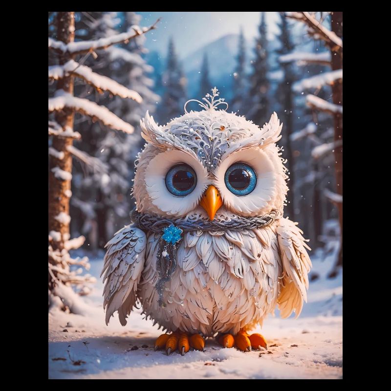 super cute animals in a forest – snow owl