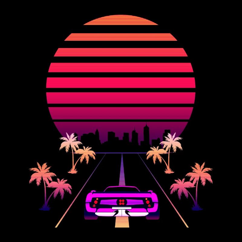Synthwave Sunset et Retro 80s Sport Fast Car