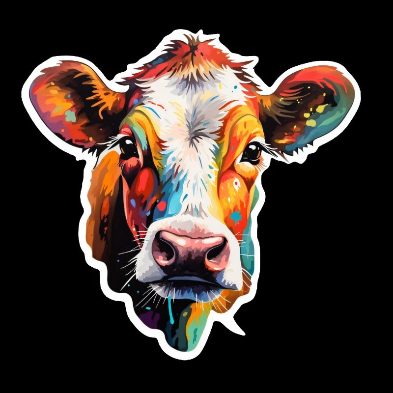 Tête de vache colorée