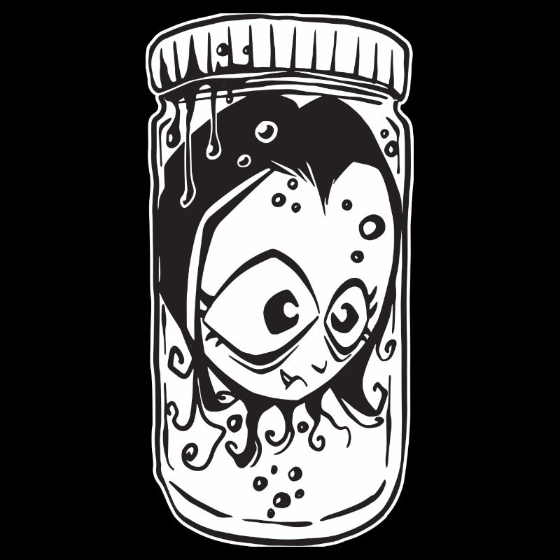 Kopf in einer Vampirflasche