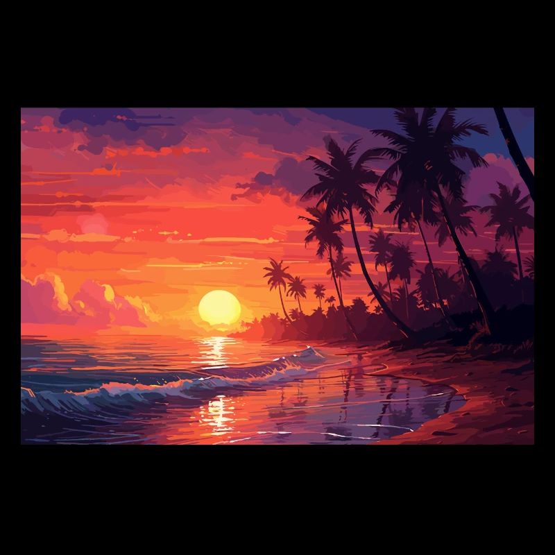 Beach Palm Trees Sunset