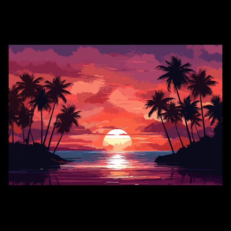 Beach Palm Trees Sunset