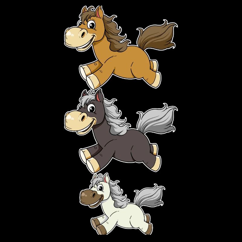 Three Galloping Horses Comic Design