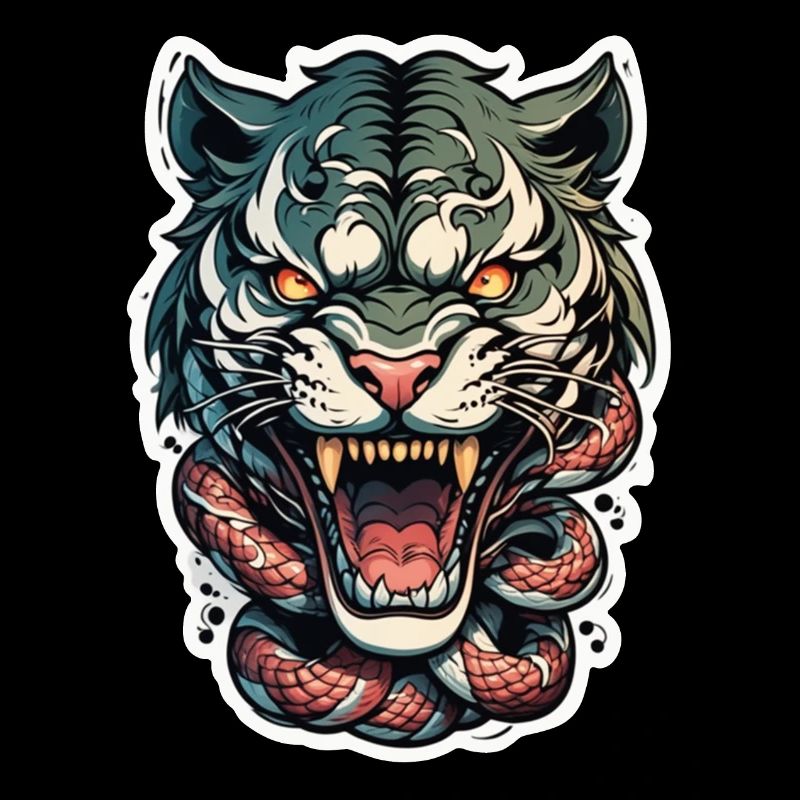 Japanese style tiger head tattoo