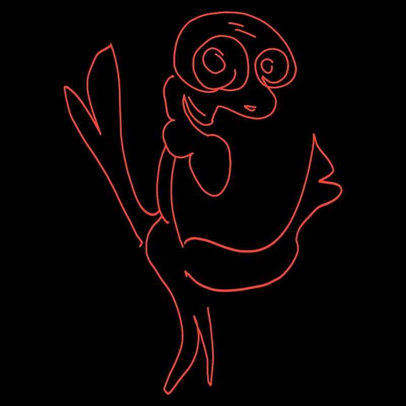 Aufgeregtes Huhn Linien Kunst. Flattender Vogel