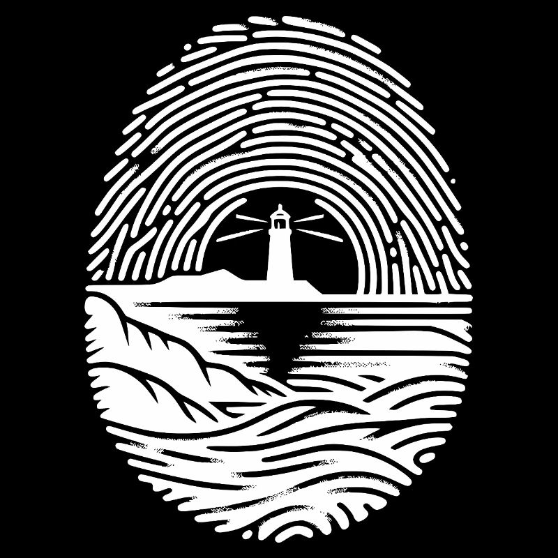 Scène de phare coucher de soleil empreinte digitale