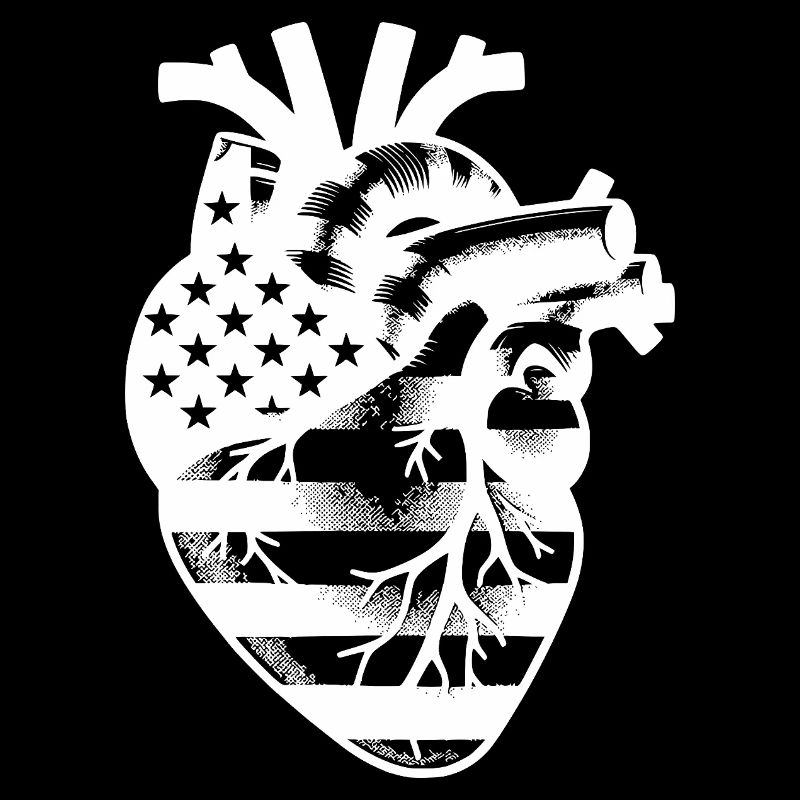 Coeur d’art anatomique avec symbolisme des drapeaux des États-Unis