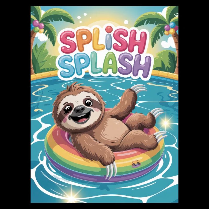 Sloth bathing, summer vacation, splish splash