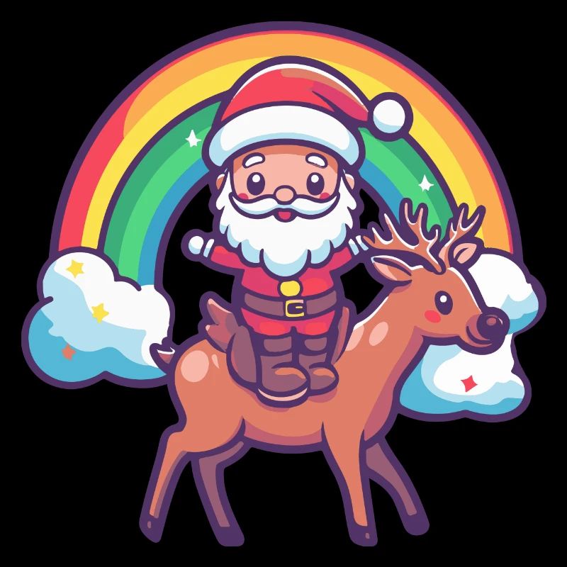 Hirsch Weihnachtsmann Regenbogen