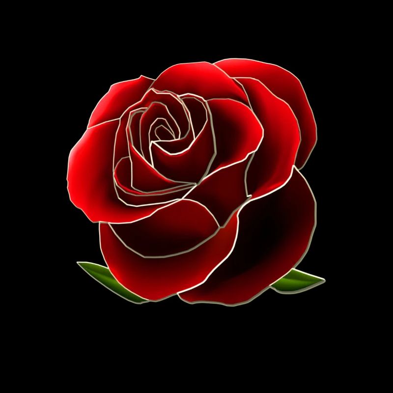 Rote Rose, Blüte mit glänzenden Rändern, 3D Optik