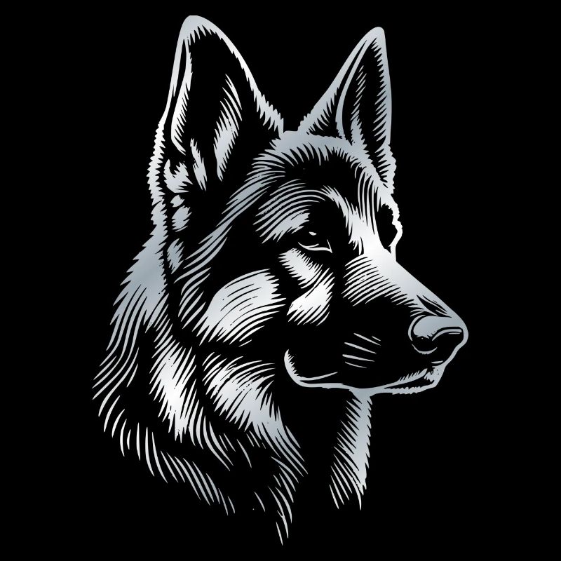 Deutscher Schäferhund Kopf silber