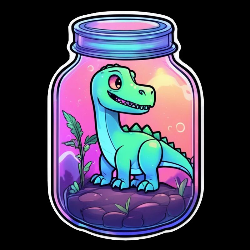 dinosaure dans un pot dessin animé