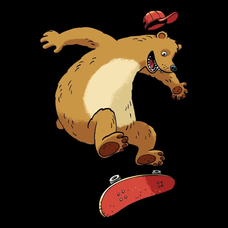 Bär auf Skateboard