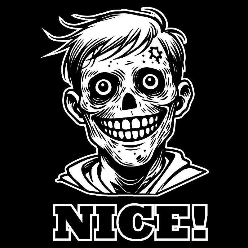 Lächelnder Zombie Illustration - "NICE" Design