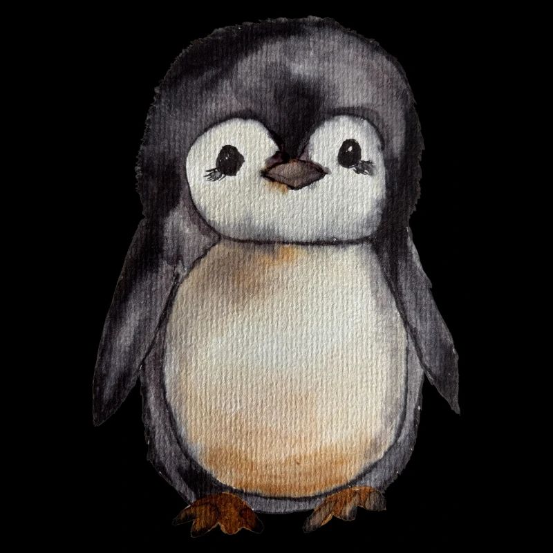 Petit pingouin aquarelle mignon peint à la main