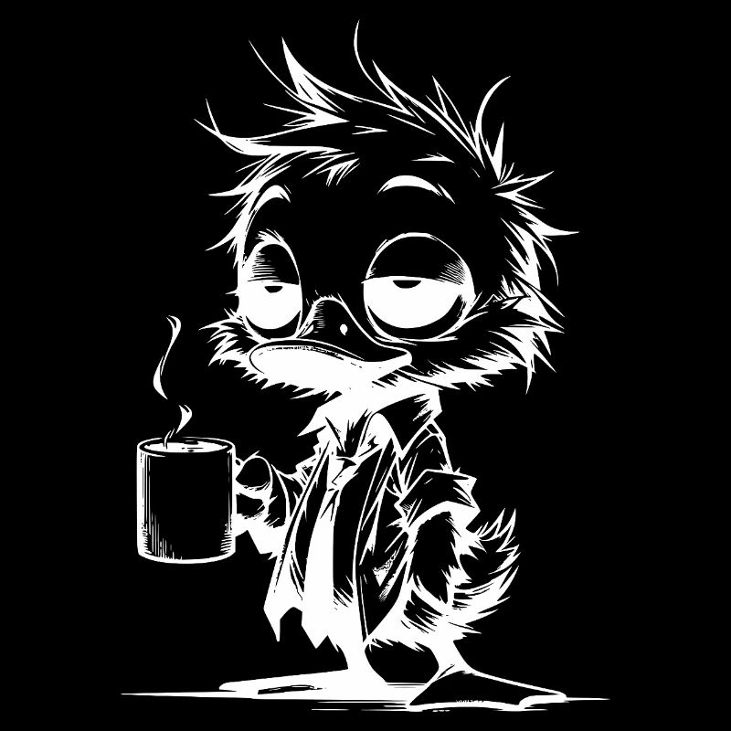 Caffeine coma duck in the office drowsy in the office