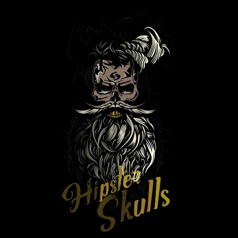 Kopf des Todes Hipster Kran Bart Schnurrbart Schädel b