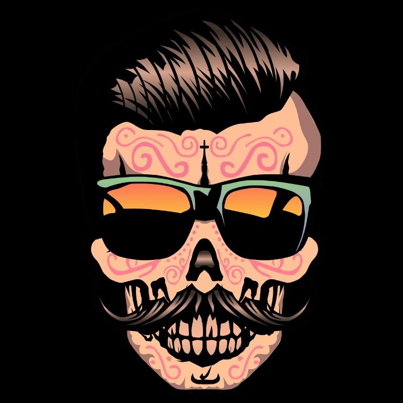 Mexican hipster skull skull skull mustache