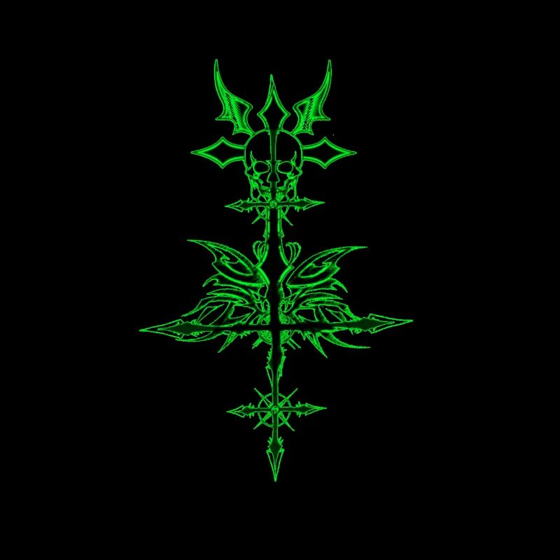 gothic cross and skullgreen