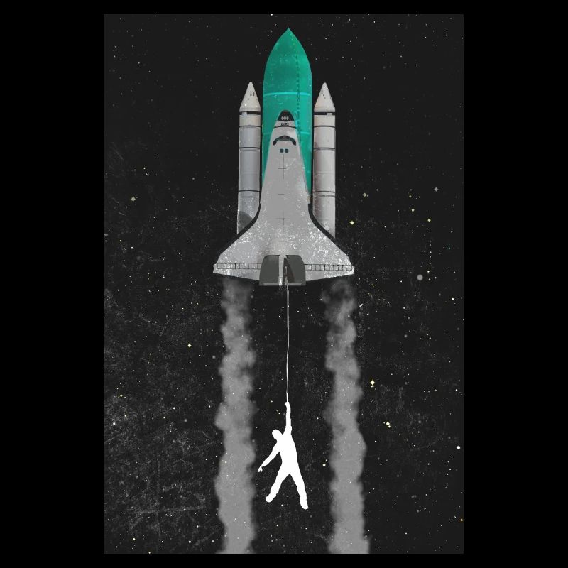 Mann an Rakete