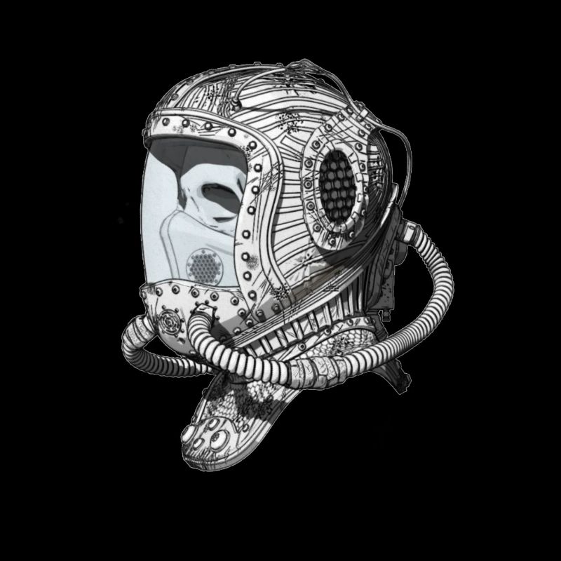 Old Space Helmet monochromatic