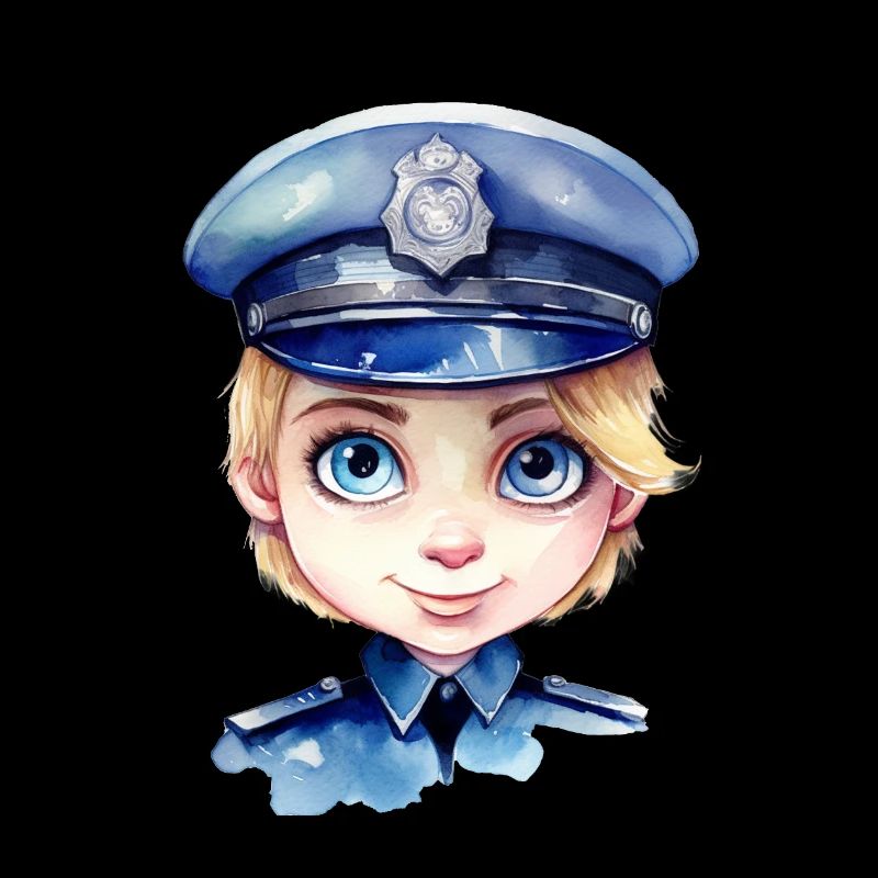Policewoman Watercolors Drawing