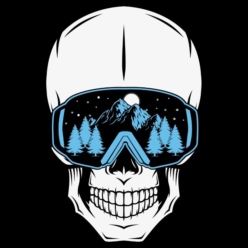 Skull with ski goggles