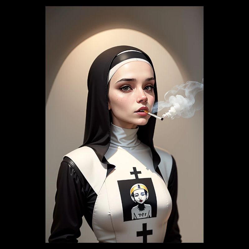 Moderne rauchende Cyberpunk Nonne