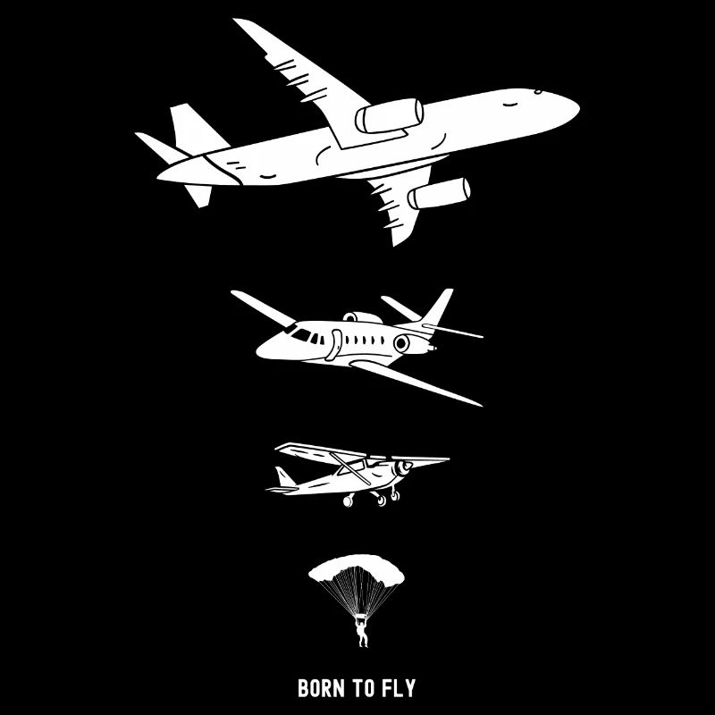 Born to Fly - Flugzeug- und Fallschirmsilhouette