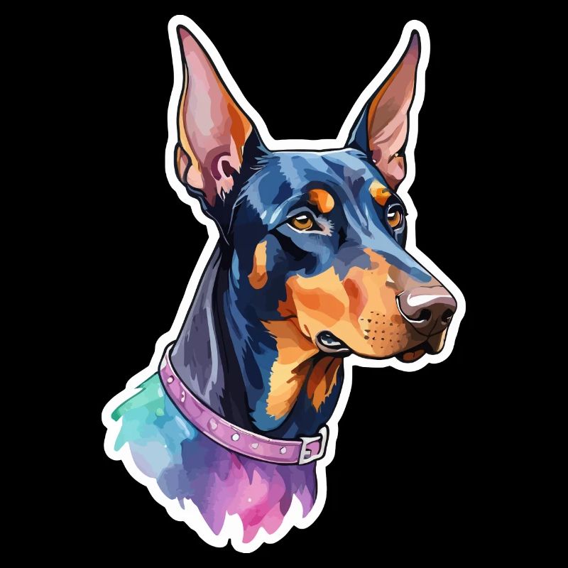 Dobermann Wasserfarben