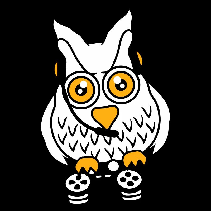 Gamer Eule zocken Spieler Controller Headset Spaß