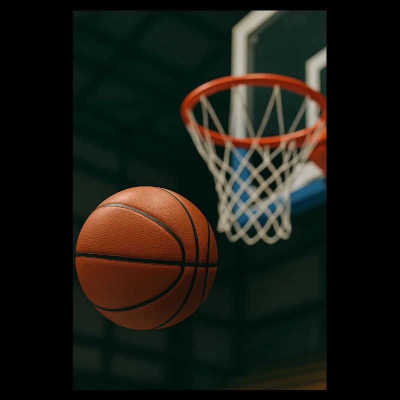 Basketball auf dem Weg zum Korb