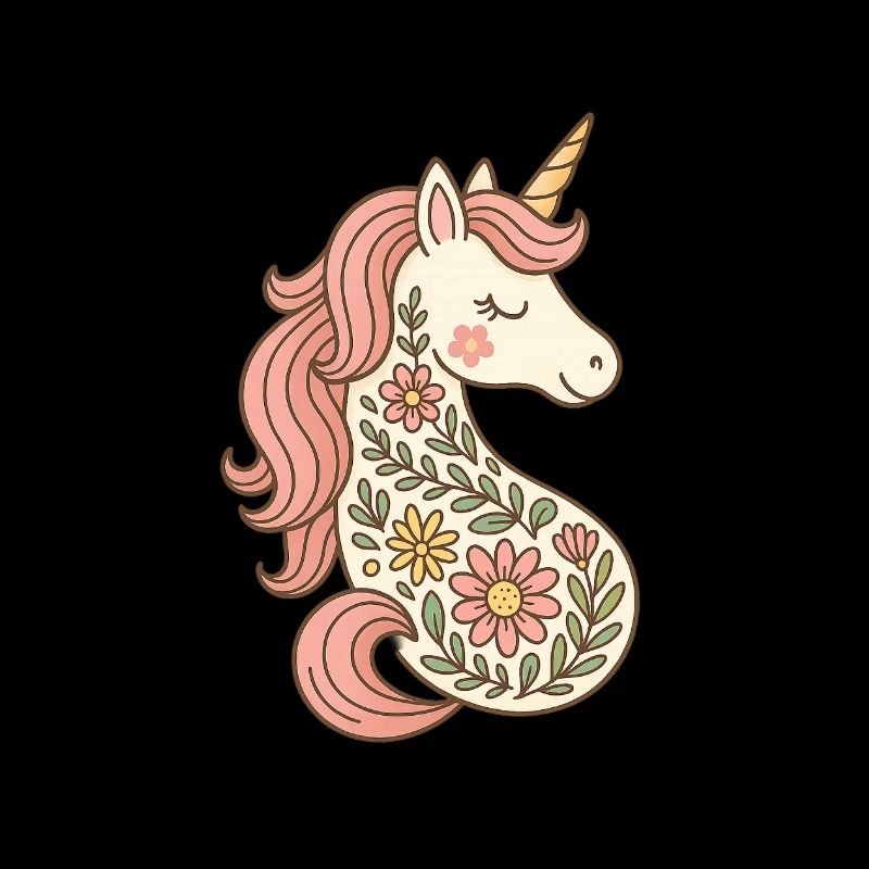 Magisches Einhorn mit Blumen – Zauberhaftes Design