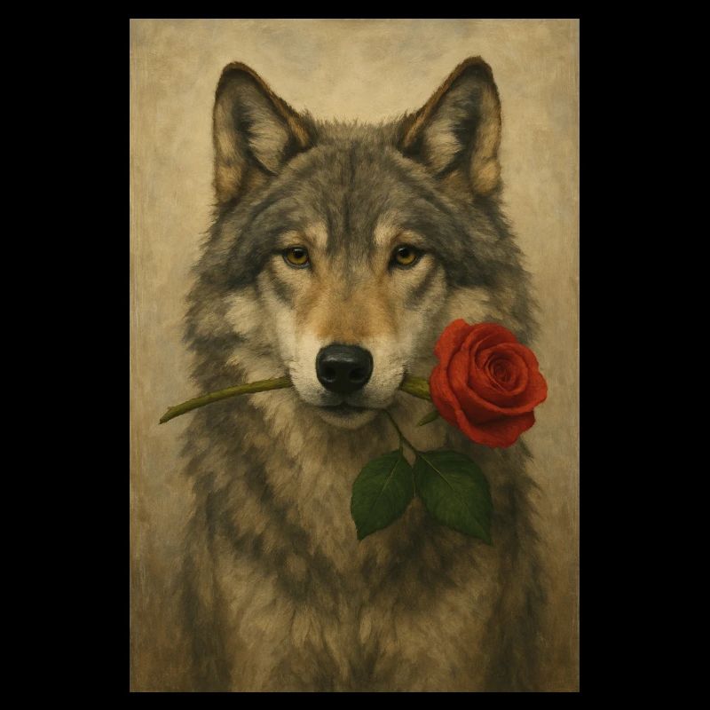 Wolf mit Blume