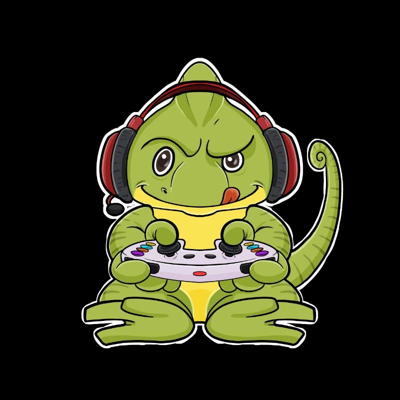 Chameleon With Gaming Controller I Funny Gaming I