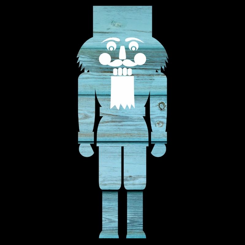 Nutcracker Wood Light Blue Grain Christmas
