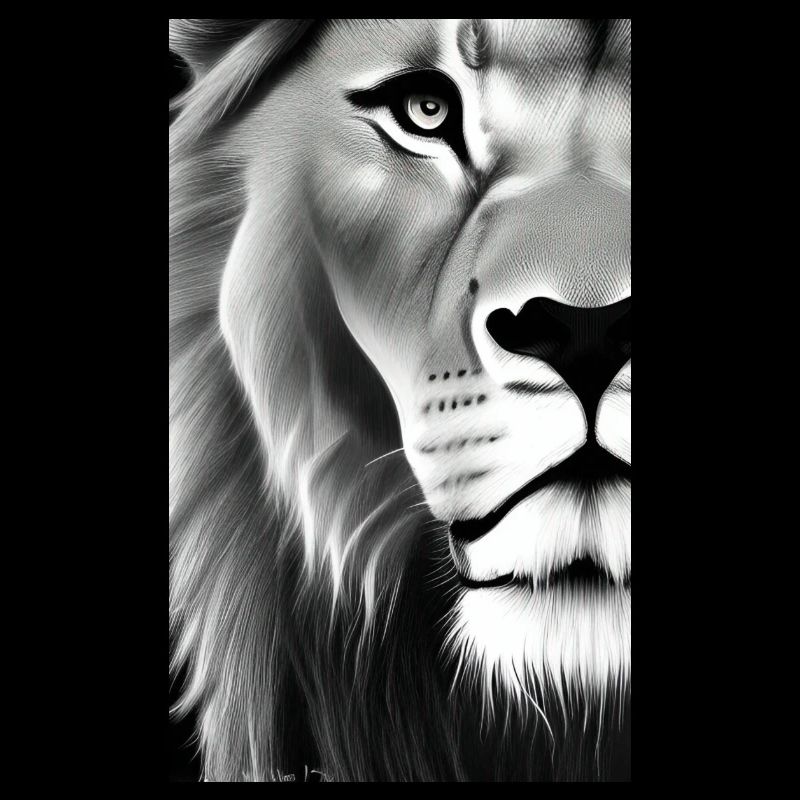 Lion Black and White