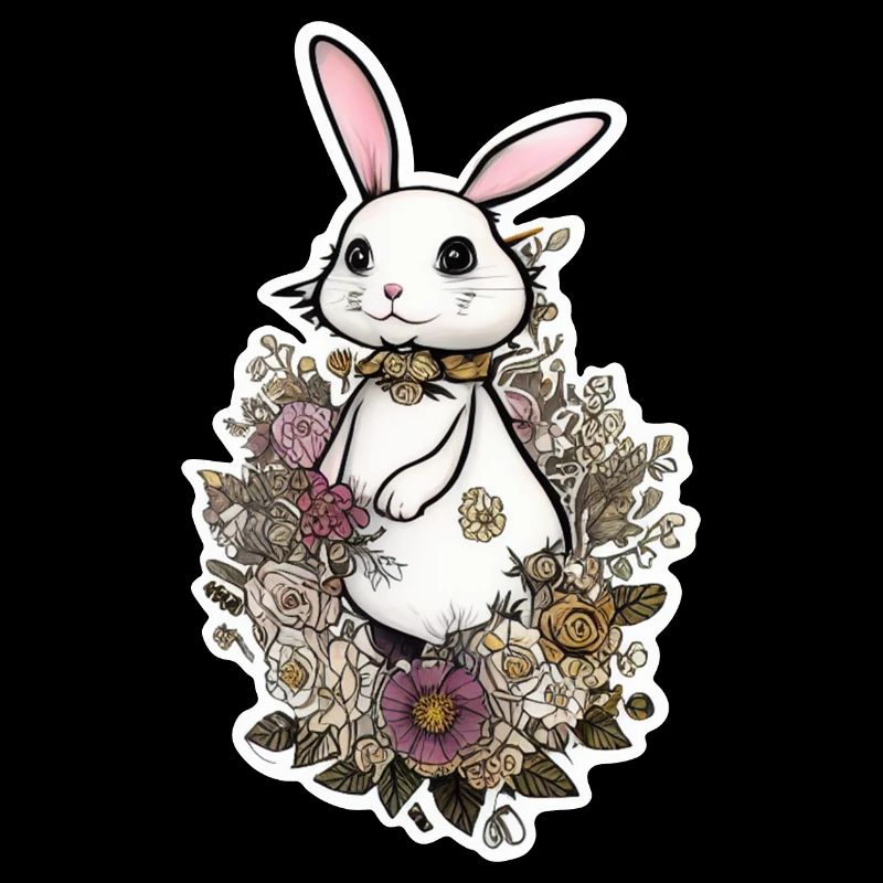 mignon lapin de pâques dans les fleurs