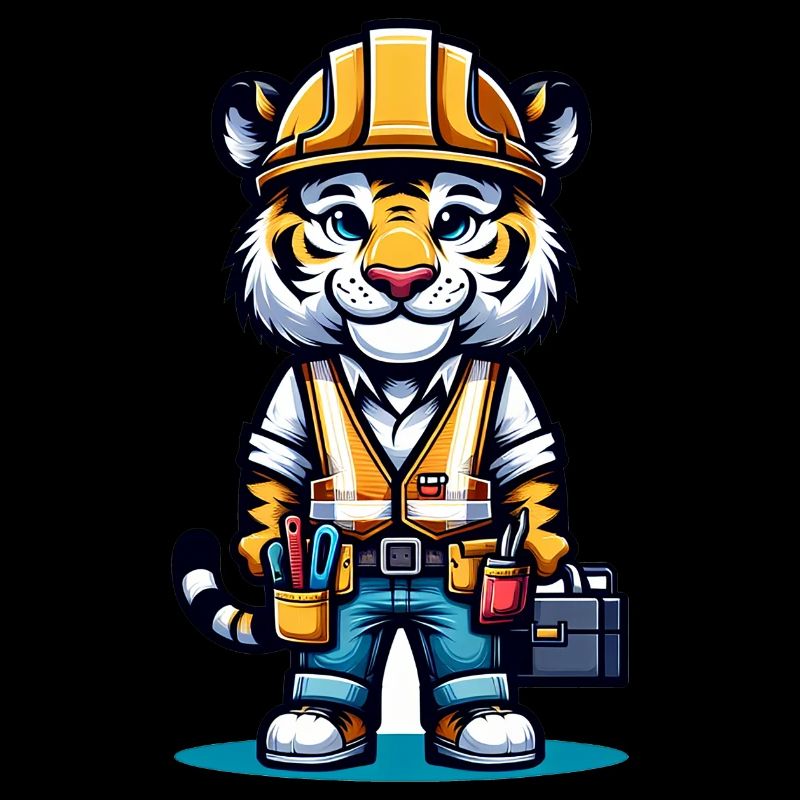 Tigre mignon ouvrier du bâtiment