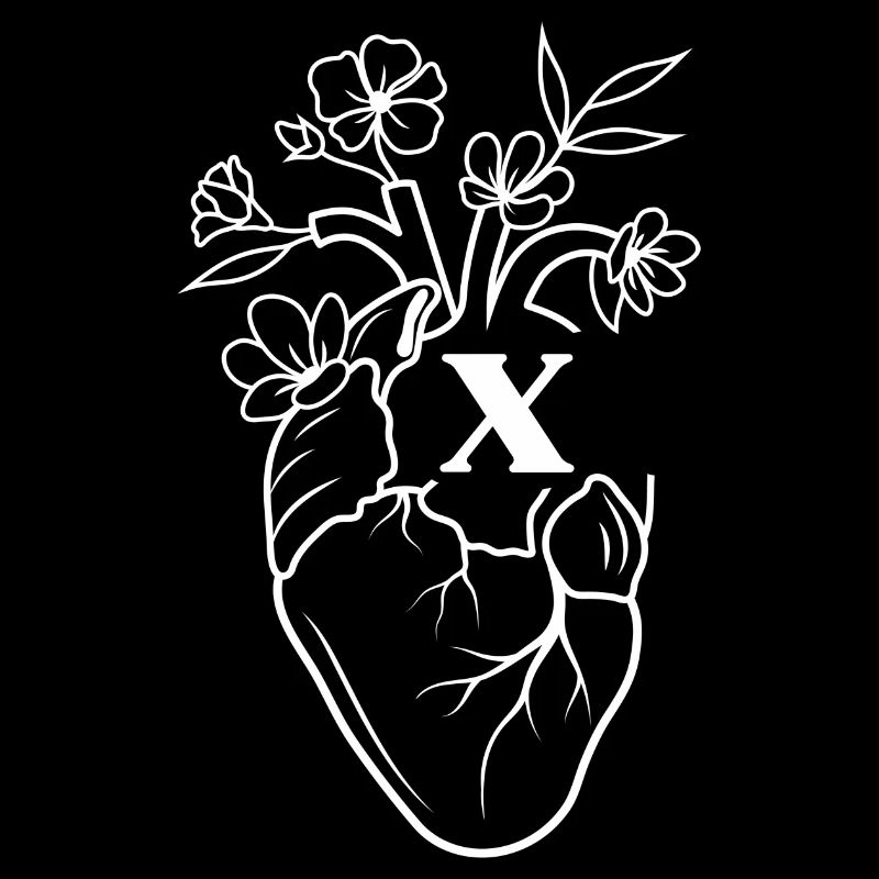 Buchstabe x Weiße Blumen Anatomie Herz