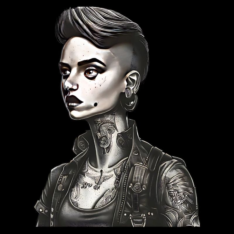 Piercing féministe aux cheveux courts