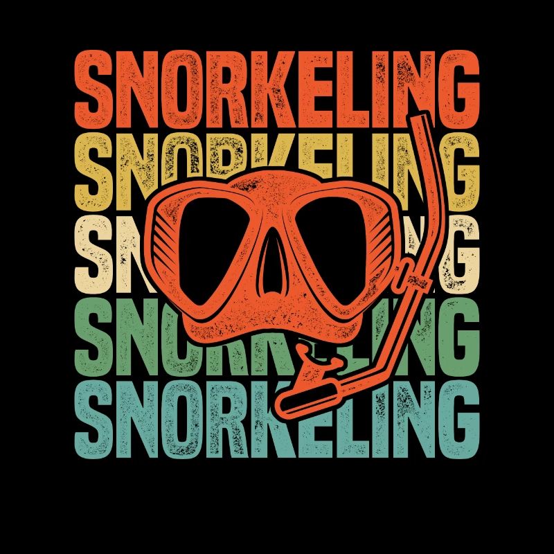 Retro Graphic Snorkeler Scuba Diver Diving Snorkel