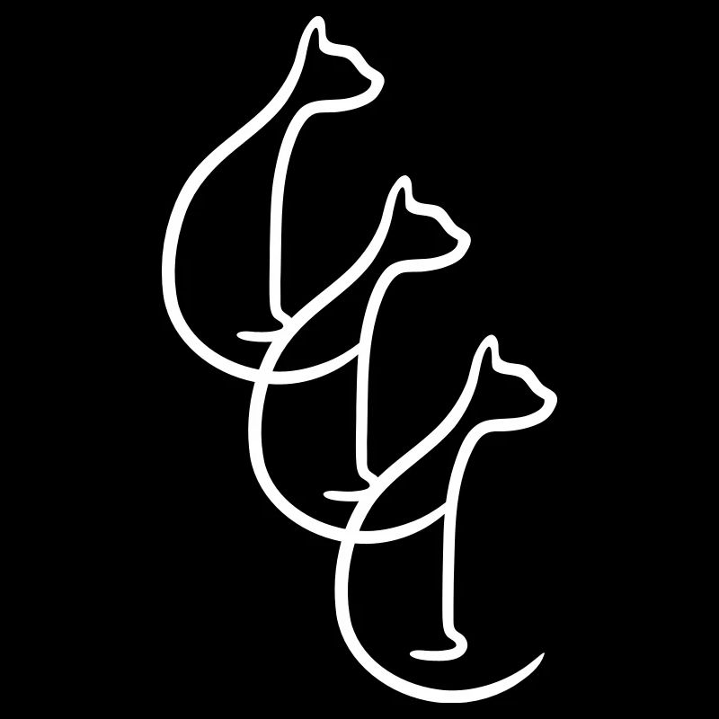 3 Chats Assis Trois Amis Équipe Silhouettes