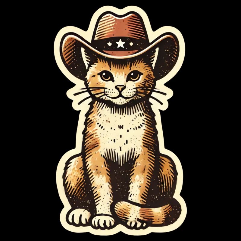 Chat avec chapeau de cow-boy