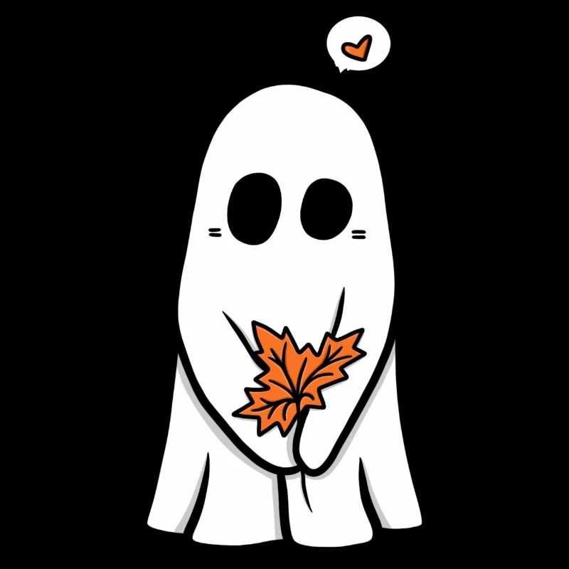 Halloween Geist mit einem Herbst Blatt