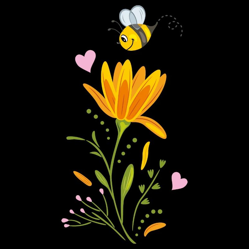 Cute floral design with bee
