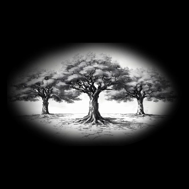 Tree Forest Black & White Black & White